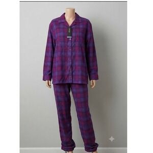 Alexander Del Rossa Women Purple Plaid Flannel Pajama Set Sleepwear 3XL NWT